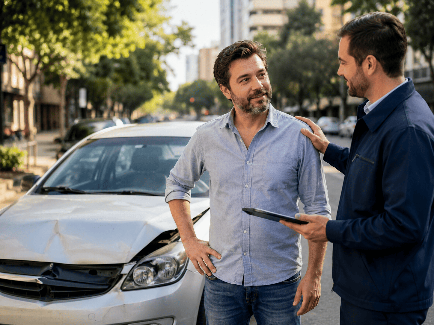 Acidente de carro na rua urbana