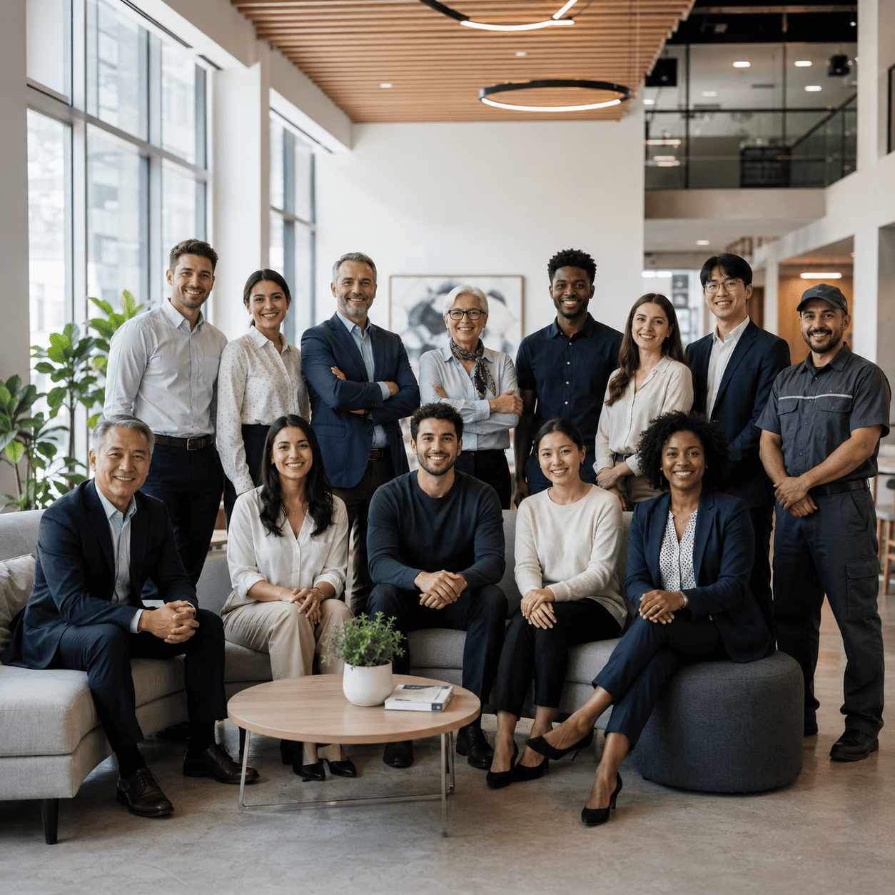 Equipe diversa em um escritório moderno
