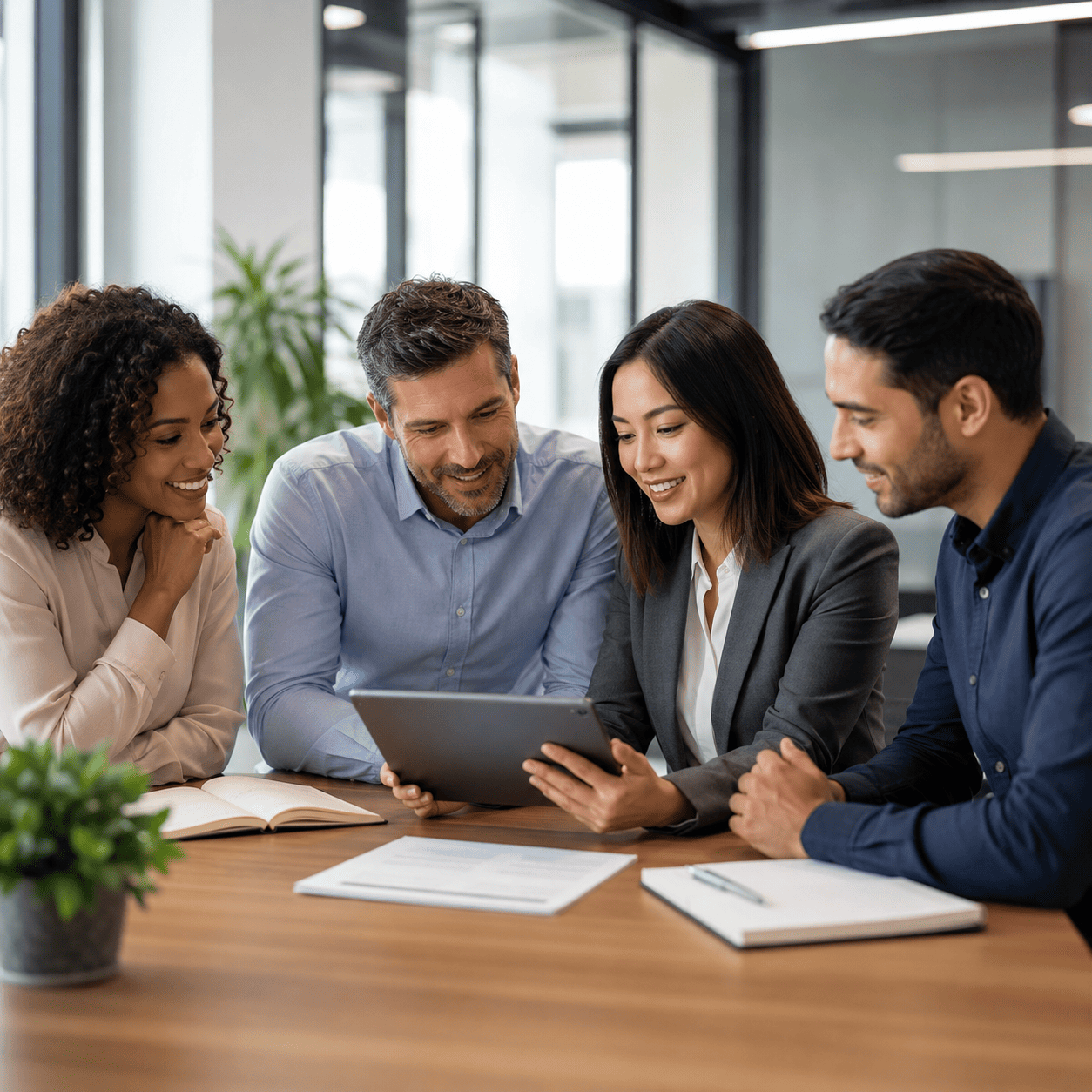 Reunião de equipe colaborativa no escritório