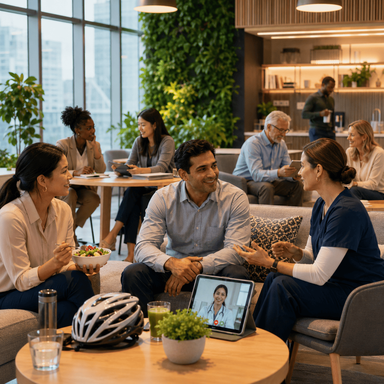 Ambiente corporativo moderno e colaborativo