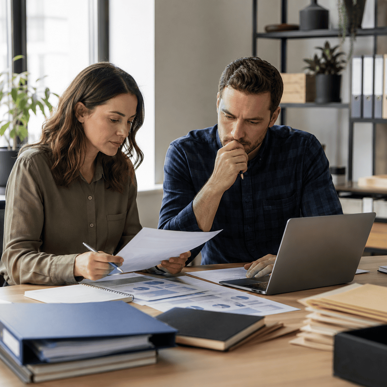 Reunião de trabalho com documentos analíticos