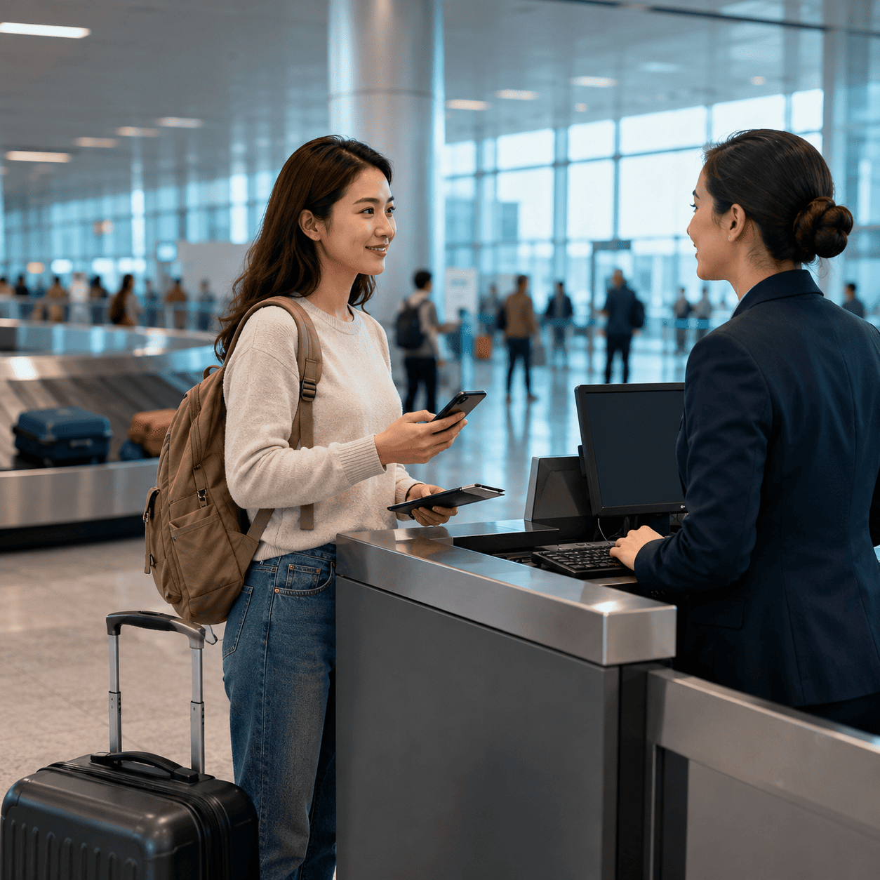 Interação no balcão de atendimento aéreo