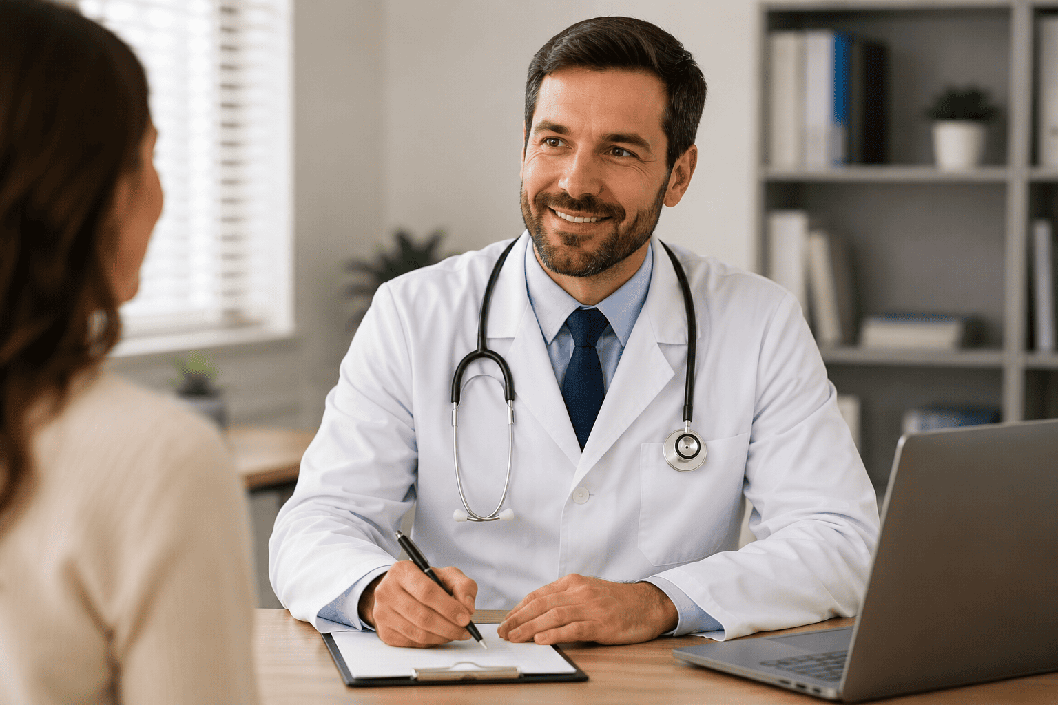 Consulta médica em ambiente profissional