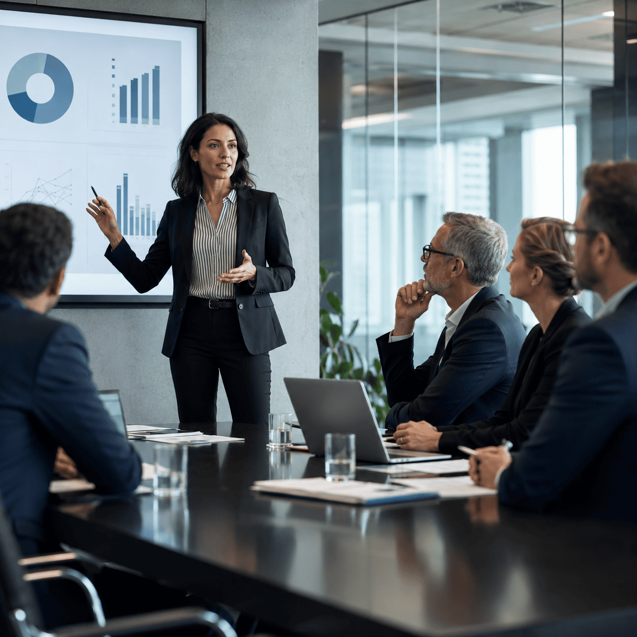 Reunião corporativa em ambiente moderno